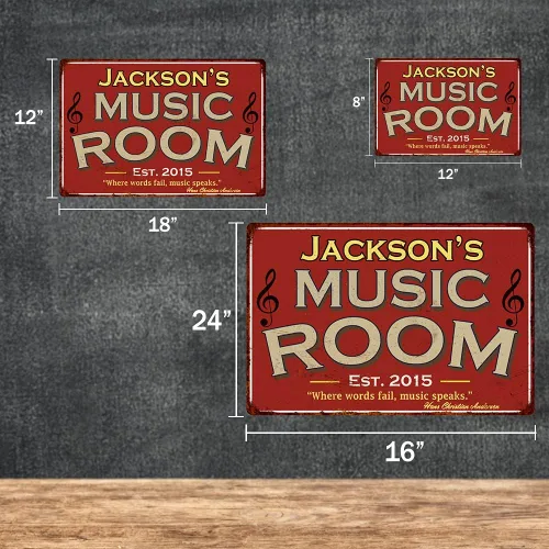 Miniatura 3 de Letrero personalizado para sala de música, letreros rojos, decoración de pared, decoración de canción, instrumento, guitarra, piano, placa
