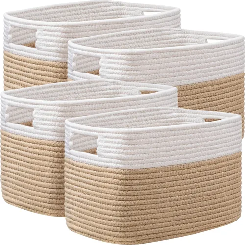 Miniatura 18 de UBBCARE Paquete de 2 cestas de almacenamiento para organizar, cestas de estante con asas, cestas de almacenamiento tejidas para estantería/estante