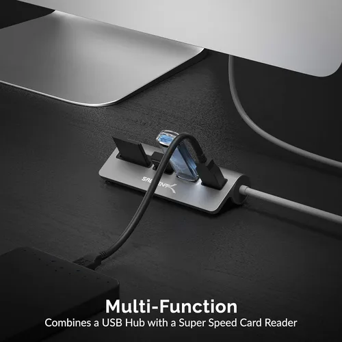Miniatura 7 de SABRENT Hub USB-C 3.0, Lector de Tarjetas SD USB 5 en 1, Ranura Dual SD y TF + Hub USB 3.0 de 3 Puertos Portátil Compatible con MacBook, Mac