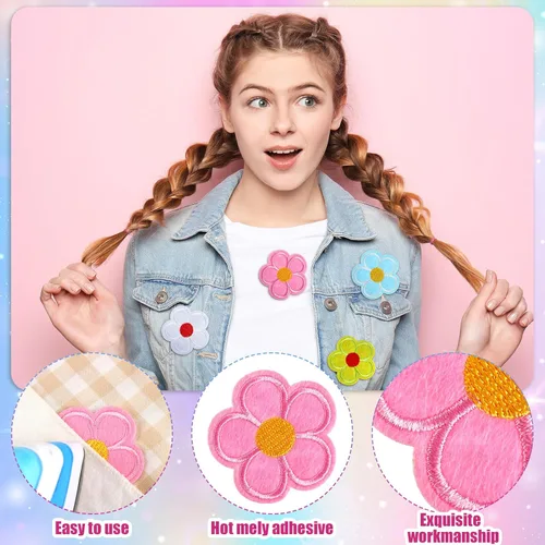Miniatura 5 de Tigeen 60 parches de flores para planchar con bonitos parches de flores para coser en apliques bordados, parches de costura para bolsos, chaquetas