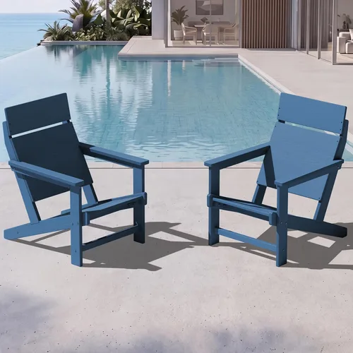 Miniatura 16 de SERWALL Sillas Adirondack modernas, sillas Adirondack HDPE sin tablas, respaldo sólido sillas de plástico para exteriores, textura similar a