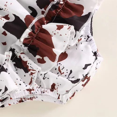 Miniatura 6 de YINGISFITM Mameluco de manga larga para bebé niña con volantes, estampado de vaca, vestido de verano, ropa linda