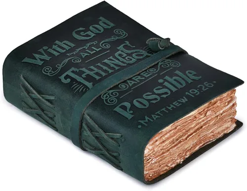 Miniatura 9 de LEATHER VILLAGE Diario Bíblico Vintage Encuadernado en Cuero – 200 Páginas Hecho a Mano Diario de Oración Cristiano en Relieve para Hombres