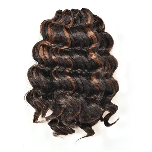 Miniatura 59 de Cabello de ganchillo con ondas oceánicas, 12 pulgadas, 8 paquetes de 3 tonos, cabello rizado de longitud media, rizado y ondulado profundo