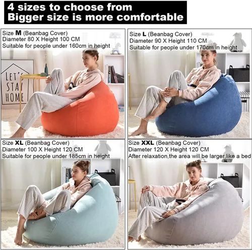 Miniatura 7 de Puf para adultos, puf para almacenamiento de animales de peluche, con cómoda almohada y reposapiés, para organizar juguetes de peluche o textiles