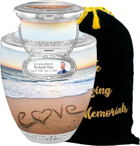 Miniatura 19 de Urnas de Cremación Personalizadas con Medallón Estético de Playa para Cenizas de Adultos Hombre Mujer - Urnas de Entierro de 200 libras para Cenizas