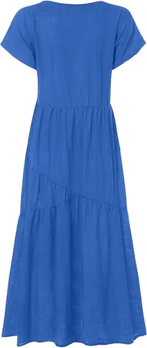 Miniatura 2 de FWFLYAWAY Vestidos de verano para mujer 2023, talla grande, casual, lindo, vestido tipo babydoll con volantes escalonados, estilo bohemio, vestido