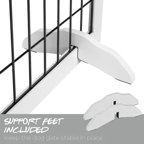 Miniatura 8 de PAWLAND Puerta extra ancha para perros para casa, puerta, escaleras, cercas para perros en interiores, puertas plegables independientes de madera
