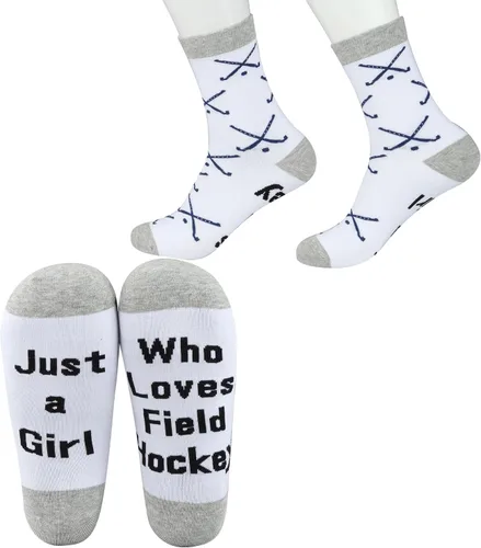 CMNIM Calcetines novedosos de regalo de hockey sobre césped para niñas, solo una chica que ama el hockey sobre césped, regalo para jugadores,