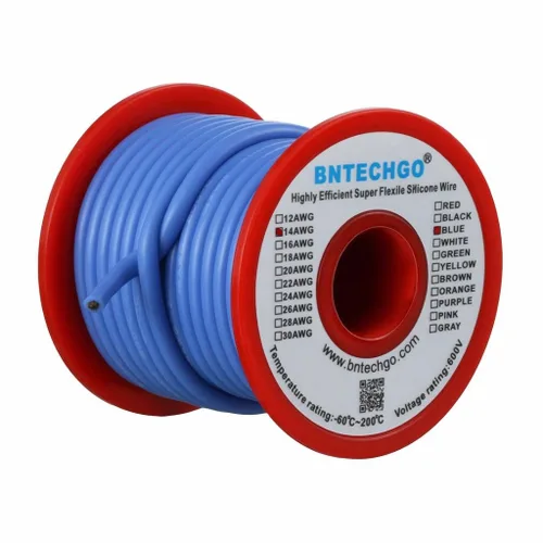 Miniatura 24 de BNTECHGO Carrete de alambre de silicona calibre 14 20 pies rojo y 20 pies negro flexible 14 AWG alambre de cobre estañado trenzado