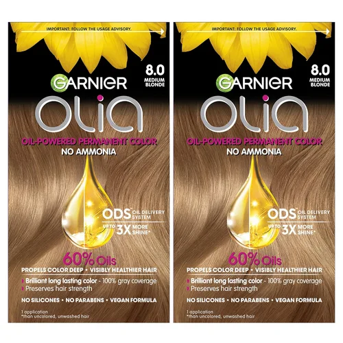 Miniatura 22 de Garnier Olia Tinte para el cabello permanente rico en aceite de color brillante sin amoníaco, 5.0 marrón medio (paquete de 2) tinte para el cabello