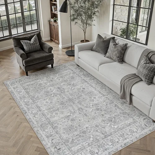 Miniatura 97 de PureCozy - Alfombra de área beige de 8 x 10, lavable, vintage, alfombra para sala de estar, dormitorio, gran alfombra suave retro de pelo bajo