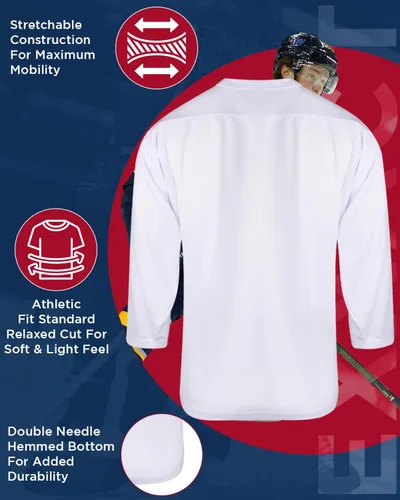 Miniatura 3 de Exxact Sports Camisetas de hockey juvenil para niños, camiseta de práctica de hockey, camiseta en blanco de hockey, camiseta de hockey sobre hierba