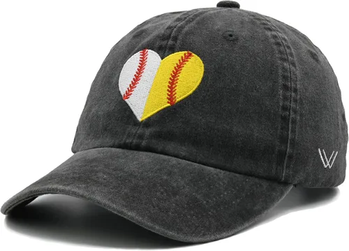 Miniatura 2 de Waldeal Sombrero de bola de corazón para mujer, gorra de sóftbol bordada ajustable para mamá, béisbol y mamá