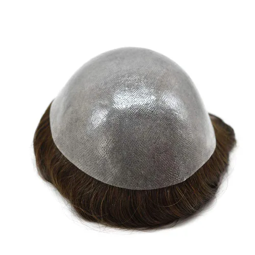 Miniatura 4 de LYRICAL HAIR Tupé de cabello humano para hombres, totalmente polivinílico, tupé para hombre, totalmente transparente, suave, delgada, 0.004-0.005