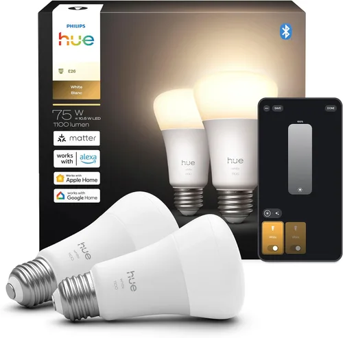 Miniatura 8 de Philips Hue Bombilla LED inteligente A19, luz blanca cálida de 2700 K, base E26, 10.5 W, 1100 lúmenes, regulable, funciona con Alexa, Google