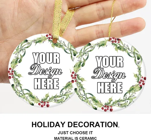 Miniatura 5 de Adornos de Navidad personalizados, colgante de cerámica personalizado con foto, texto/imagen, adorno colgante personalizado para parejas, niños
