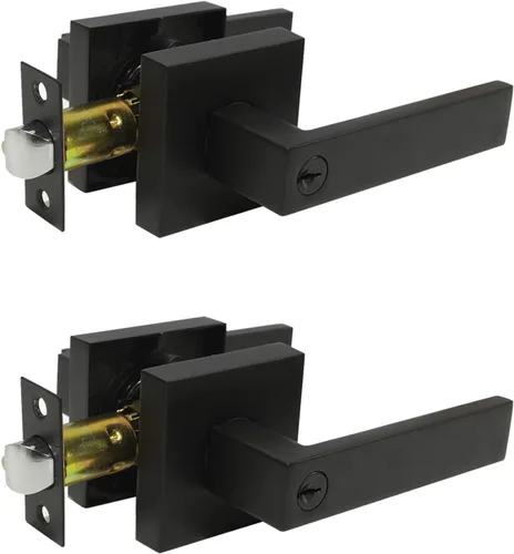 Miniatura 18 de Probrico Paquete de 4 manijas de puerta simuladas en negro mate, manijas interiores que no giran, manijas reversibles resistentes para interiores