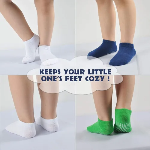 Miniatura 4 de EPEIUS Calcetines de corte bajo antideslizantes para recién nacidos niños y niñas calcetines de tobillo con empuñaduras 12 pares