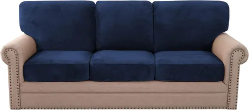 Miniatura 9 de Juego de 2 fundas de cojín elásticas con respaldo de sofá, fundas de cojín en forma de T adecuadas para sillón de dos plazas, sofá biplaza o sofá