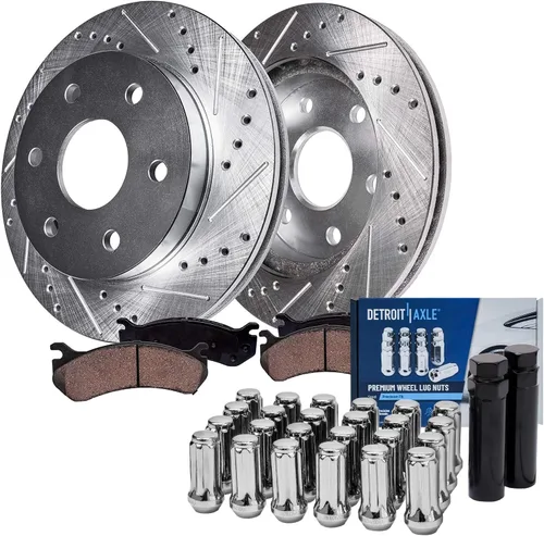 Miniatura 31 de Detroit Axle - Kit de freno trasero para Mercedes-Benz ML320 1998-2003, rotores de freno de disco ranurados perforados 03-05 ML350 Pastillas