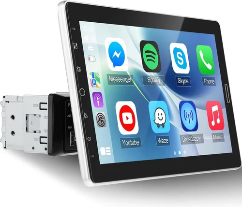 Estéreo de coche con pantalla táctil de 10.1 pulgadas, pantalla de 10 pulgadas, 1 radio DIN con CarPlay y Android Auto/Mirror Link/EQ