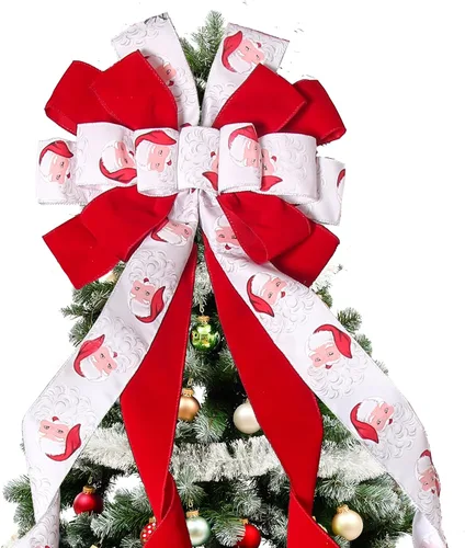 Miniatura 7 de Decoración para Árbol de Navidad, Lazo para Corona Navideña, 52 * 13 pulgadas, Adorno Grande con Patrón de Muletas para Decoración de Árbol