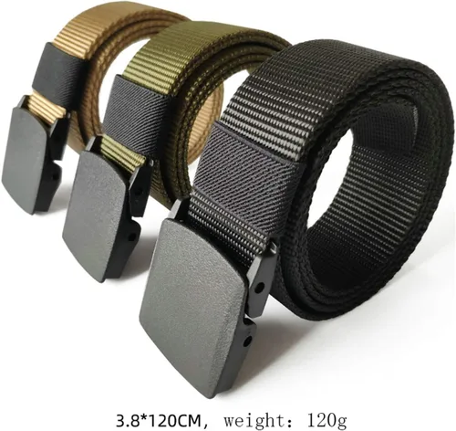 Miniatura 2 de Cinturón ajustable de nailon para hombre, correa de lona transpirable, cinturón táctico militar, cinturón de tela al aire libre con hebilla