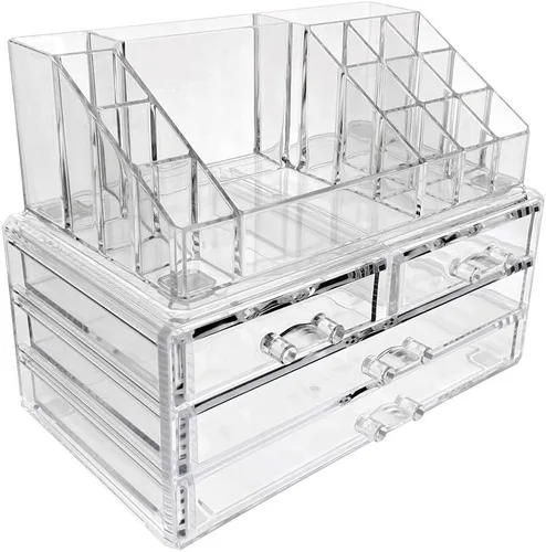 Miniatura 4 de OnDisplay Estuche de almacenamiento de cosméticos y joyas, diseño de 4 cajones, perfecto para tocador, encimera de baño o aparador