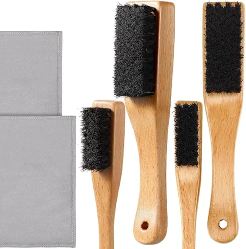 Miniatura 7 de Patelai Juego de 6 esmaltes de plata, 4 cepillos de pelo de caballo de limpieza de madera de plata con 2 piezas de tela pulida, kit de limpieza