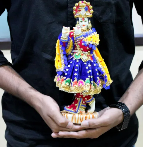 Miniatura 5 de eSplanade Escultura tallada a mano de Dios Kishan Krishna Murti Idol Estatua - 11 pulgadas - Resina