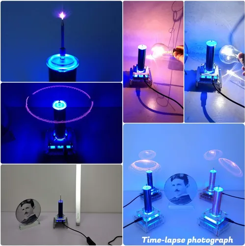 Miniatura 4 de Joytech Music Tesla Bobina Base acrílica Shell Arco Plasma Bocina de transmisión inalámbrica de escritorio experimental Modelo de juguete (YS01)