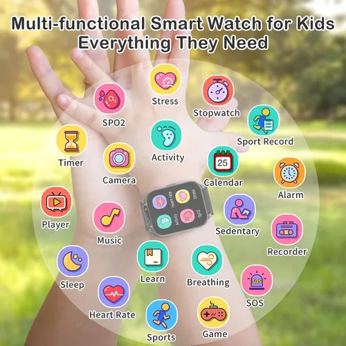 Miniatura 2 de Tixpc Reloj inteligente impermeable para niños con rastreador de actividad deportiva, podómetro Heartrate SpO2, monitor de estrés, linterna