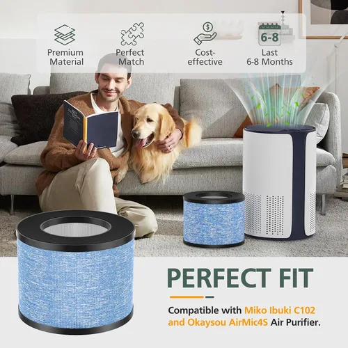 Miniatura 2 de Paquete de 2 filtros de aire HEPA C102 MA-01CW de repuesto compatibles con purificador de aire Miko Ibuki e Ibuki+, MA-18 y purificador de aire