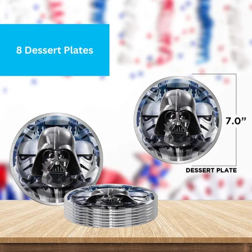 Miniatura 4 de Paquete de vajilla de Star Wars para fiestas, 16 servilletas de almuerzo y 16 bebidas, 8 platos de cena y 8 platos de postre, decoraciones de fiesta