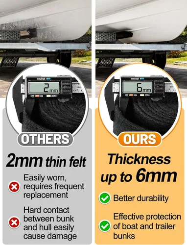 Miniatura 2 de PAMASE Boat Trailer Bunk Carpet - Ultra Thick Wear-Resistant Marine Carpeting Covers for Boat Lift Bunks, Shock Absorption Padding Mats Parts