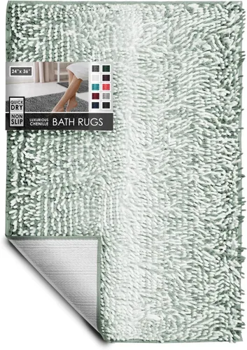 Miniatura 47 de Hearth & Harbor Alfombras de baño, tapete de baño de chenilla - Alfombras de baño lavables a máquina para baño con respaldo antideslizante de goma
