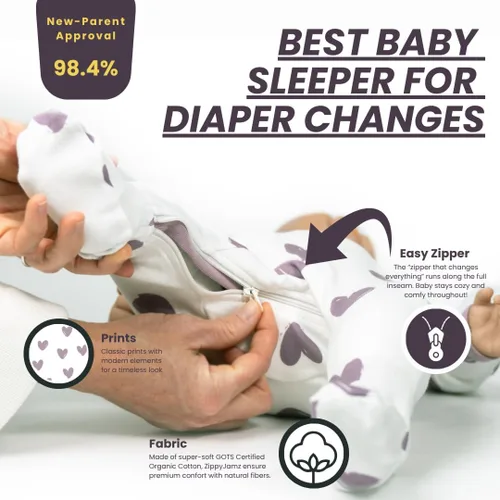 Miniatura 51 de ZippyJamz - Pijama orgánica para bebé con pies y cremallera para cambiar pañales fácil y rápido