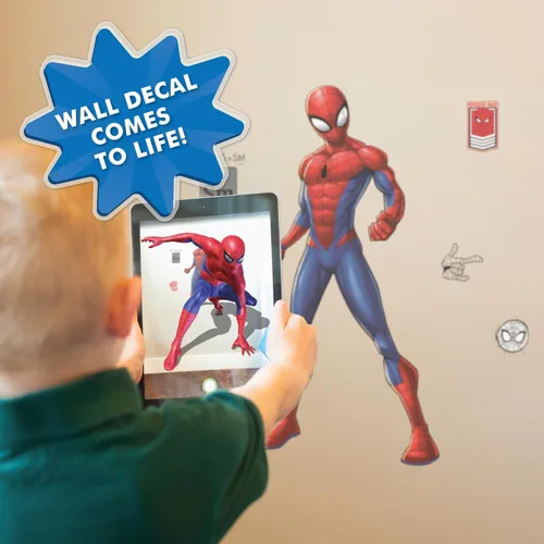 Miniatura 4 de Calcomanía de pared de Spider-Man de Marvel por Wall Palz, adhesivo de vinilo de 25' con interacción de realidad aumentada 3D, decoración temática