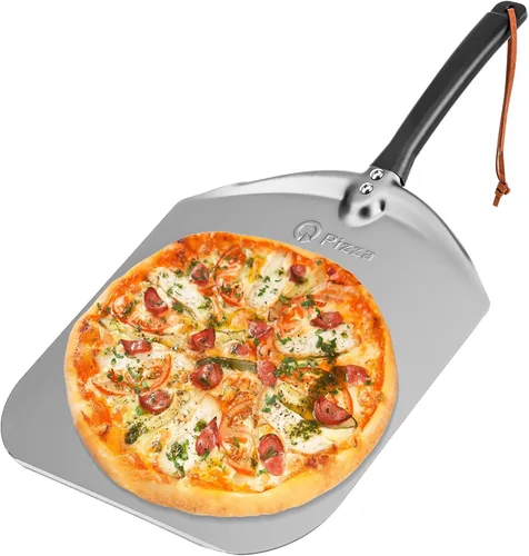 Pala de aluminio para pizza, paleta de torneado de pizza de metal de 12 pulgadas para horno de parrilla, espátula de pizza para hornear pan,