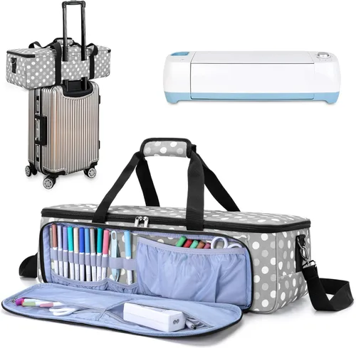 Luxja bolsa de transporte compatible con la máquina troqueladora Cricut y suministros Puntos grises