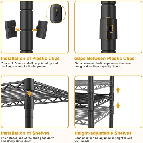 Miniatura 7 de ULIFHOME F2C - Perchero con funda, percheros para colgar ropa, perchero resistente con estantes y barras de suspensión, armario negro con cubierta