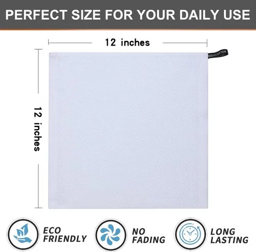 Miniatura 5 de Kitinjoy - Paños de cocina de 100 % algodón, tela de tejido gofrado, paño de limpieza ultrasuave, absorbente y de secado rápido. Blanco