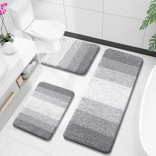 Miniatura 41 de OLANLY Juego de alfombras de baño de 3 piezas, alfombras de baño de microfibra suave y absorbente y alfombra de inodoro de contorno en forma de U