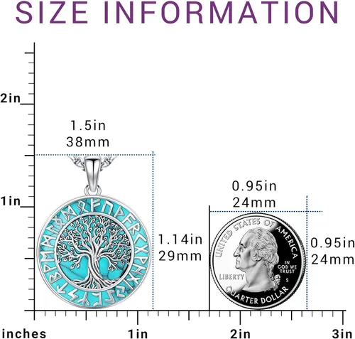 Miniatura 11 de Joyas de turquesa para mujeres y hombres de plata de ley 925 con colgante de urna para cenizas, collar con medallón de imagen, martillo de Thor