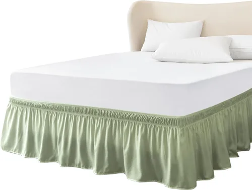 Miniatura 18 de FreshCulture Falda de cama King, con volantes antipolvo para cama de tamaño King, fácil ajuste con caída a medida de 15 pulgadas, falda de cama
