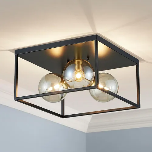 Miniatura 12 de AGV LIGHTING CL035S Lámpara de Techo Moderna de Montaje al Ras, Lámpara de Techo Cuadrada, Base E12 3 Luces, L12 x W12 x H7, Acabado Negro Mate