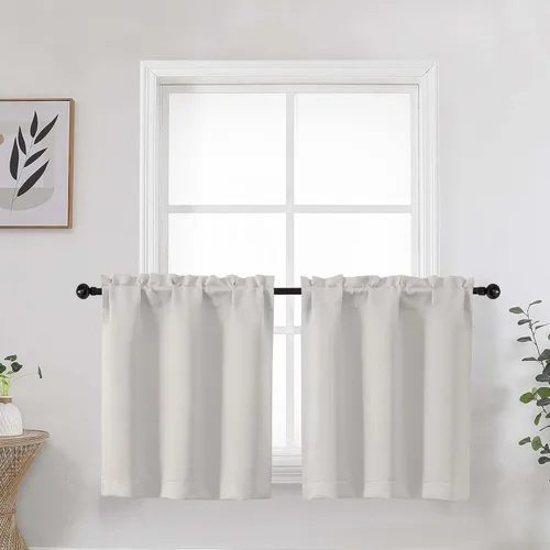 Miniatura 18 de Aqua Cafe - Juego de 2 paneles de cortinas opacas de 24 pulgadas de largo, con aislamiento térmico suave y sólido, para ventanas de baño, sótano