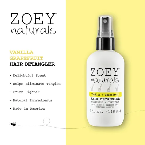 Miniatura 2 de Zoey Naturals - Spray desenredante de cabello de vainilla y pomelo para niños, hidrata el cuero cabelludo y combate los enredos y el cabello seco