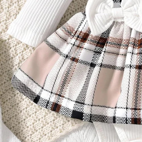 Miniatura 71 de Unutiylo Ropa de bebé recién nacida prematura con tirantes, traje de otoño e invierno, traje de manga larga con volantes